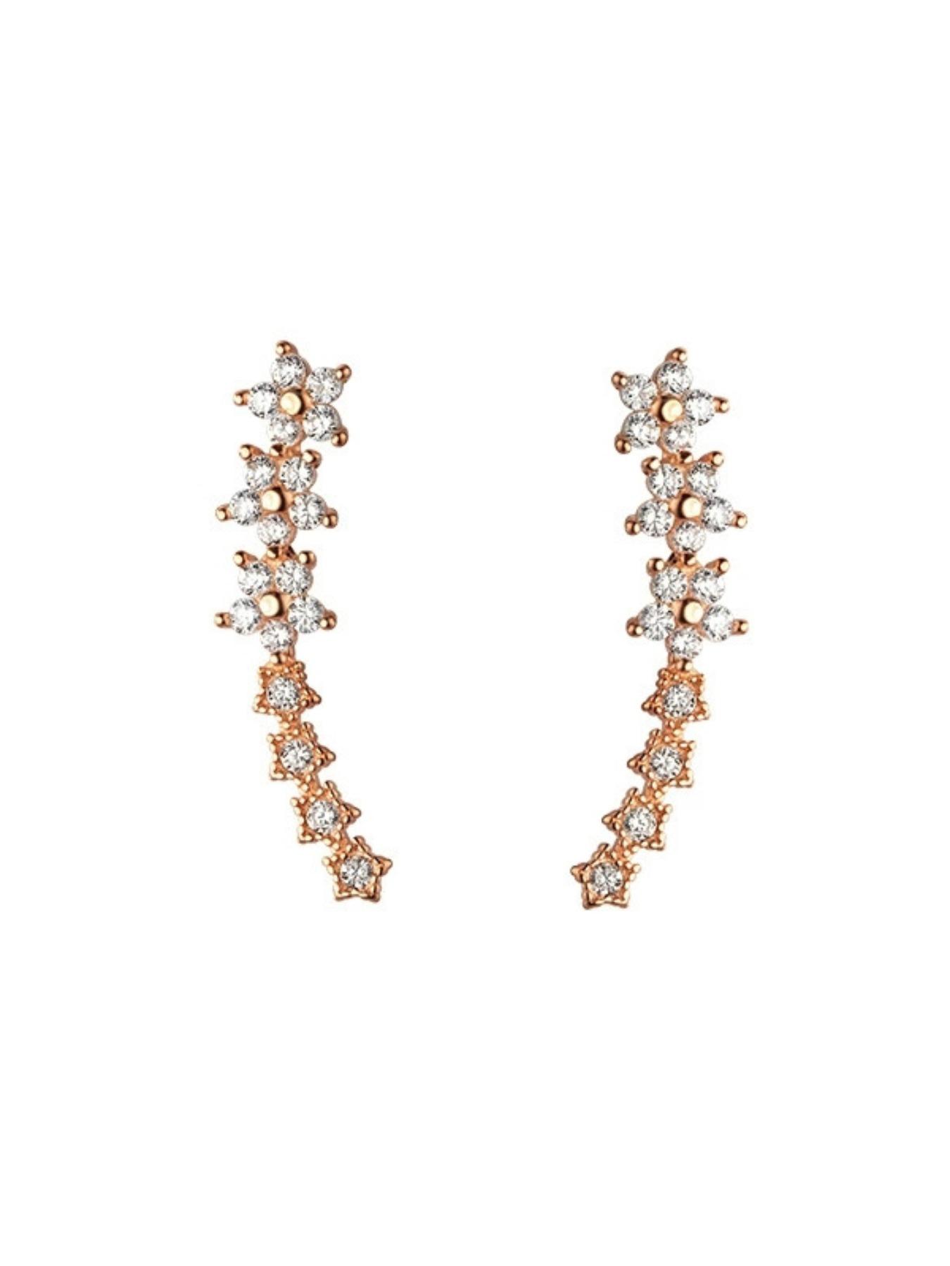 Flower Earrings For Women Sparkling Crystal Rhinestones Hypoallergenic Studs Minimalist Jewelry All Seasons L34