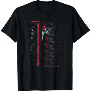 David Bowie Aladdin Sane Lightning Face Double Red Blue Lightning Logo Graphic T-Shirt Vintage Glam Rock Unisex Cotton Tee