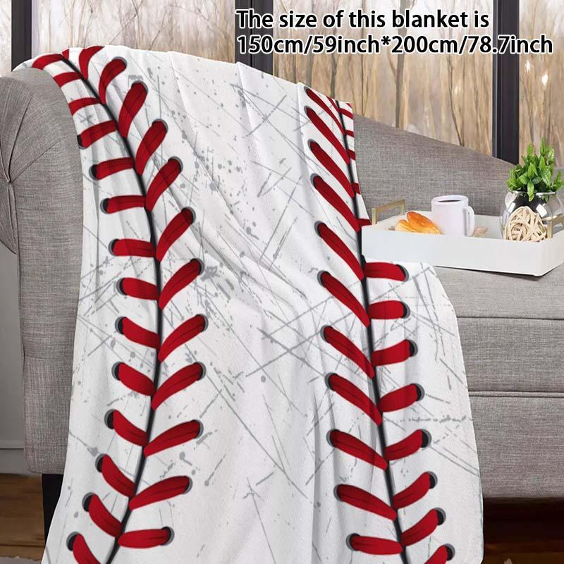 Baseball Pattern Blanket, Soft Throw Blanket, Fluffy Blanket, Air-conditioned Room Blanket, Warm Nap Blanket for Home & Office, Bedroom Accessories