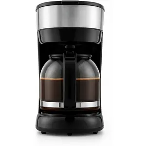 12-Cup Drip Coffee Maker with Borosilicate Glass Carafe, One-Touch Operation Machine, Anti-Drip System, Reusable Filter and Clear View Water Level Gauge, Ideal for Home or Office, Black