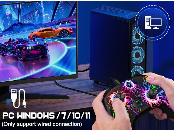 ESYWEN Wireless Switch Controller for Nintendo Switch Controller/Lite/OLED, LED Wired PC Game Joysticks-Wireless iOS/Android Remote, Nintendo Game Accessories Gamepads & Standard Controllers