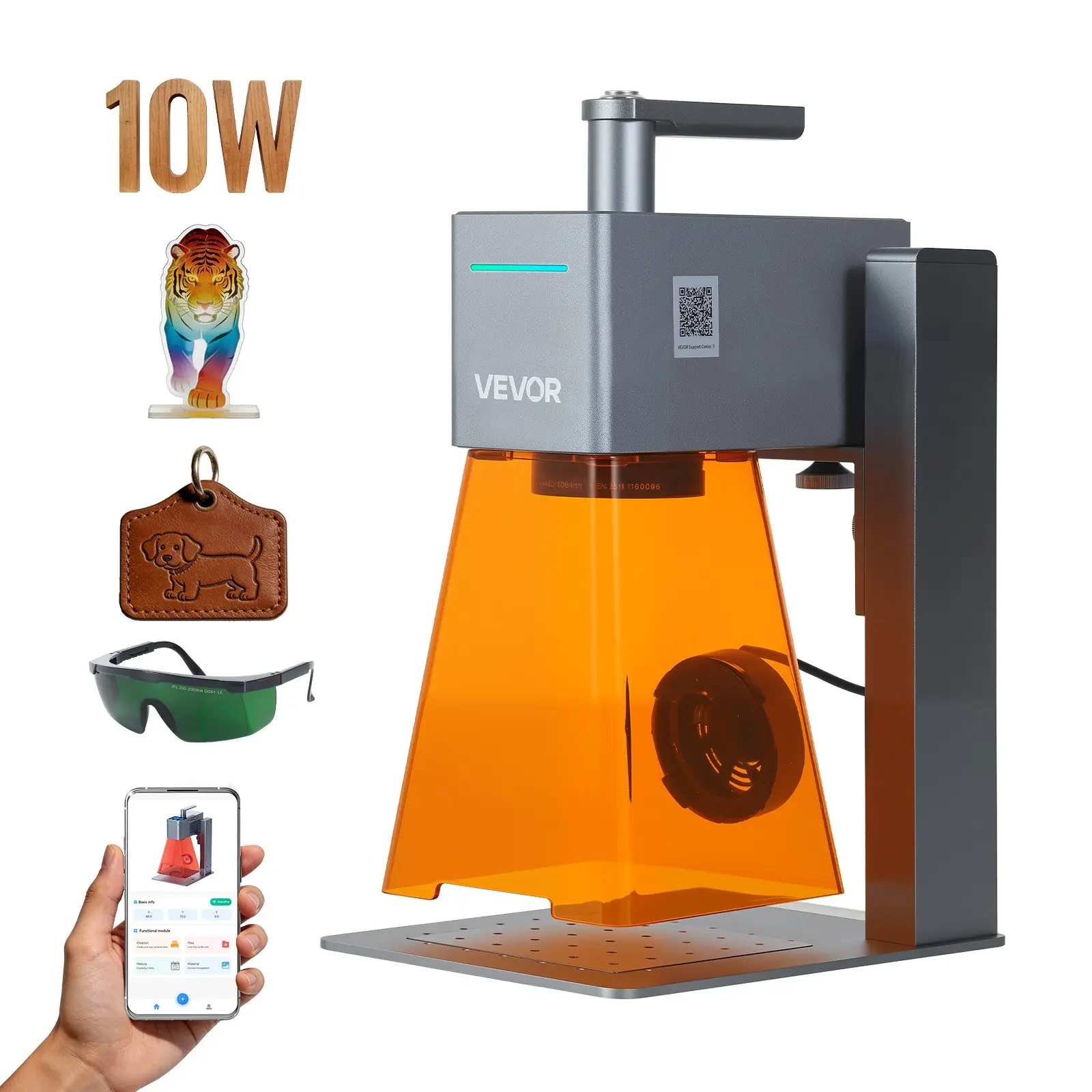 【DealsForYouDays】VEVOR Handheld Portable Laser Engraver & Cutter, 5000 mm/s High Speed, 12W Blue Laser, 0.01x0.01 mm Precision, Crafting DIY Tool, Class 4, for Wood, Acrylic, Leather