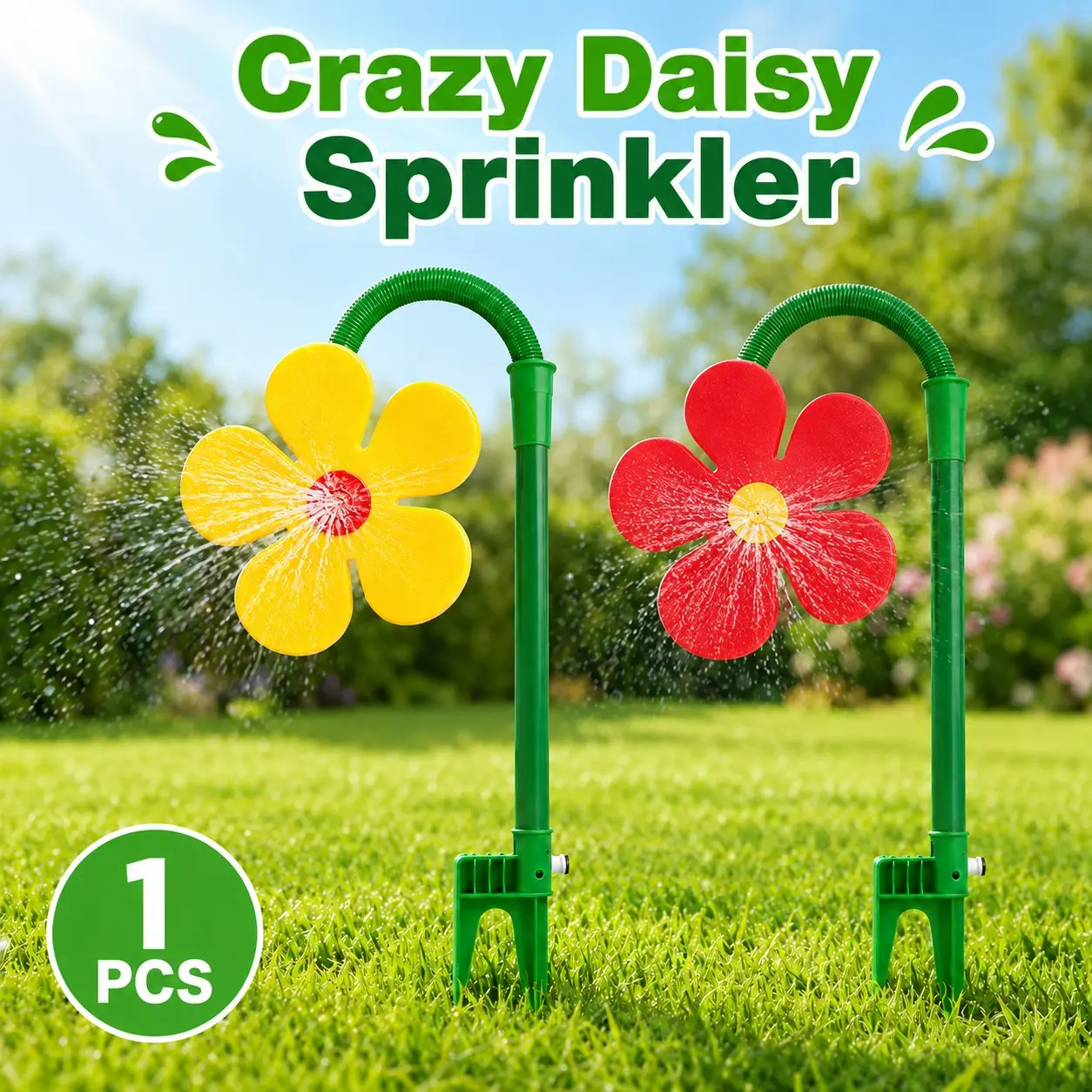 1 Set Crazy Daisy Sprinkler, 360° Rotating Dancing Flower Water Sprinkler for Lawn, Garden & Gardening, Funny Sunflower Sprayer for Dogs Kids Outdoor Play, Yard Watering & Summer Cooling Toy
