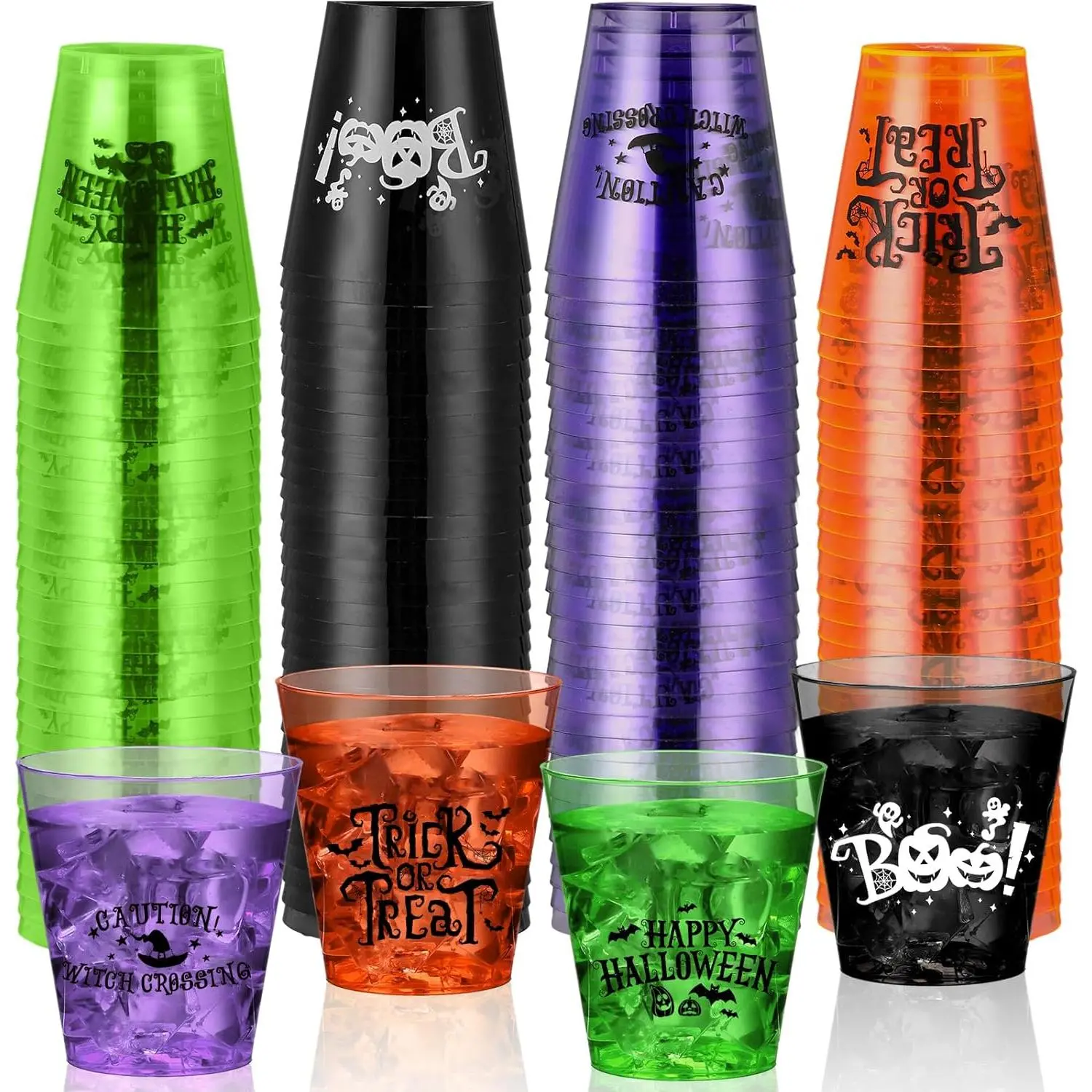 48 count Halloween Plastic Shot Glasses Bulk 2 oz Clear Hard Plastic Disposable Cups Colorful Small Tasting Cups Disposable for    Halloween Party Drinking Supplies