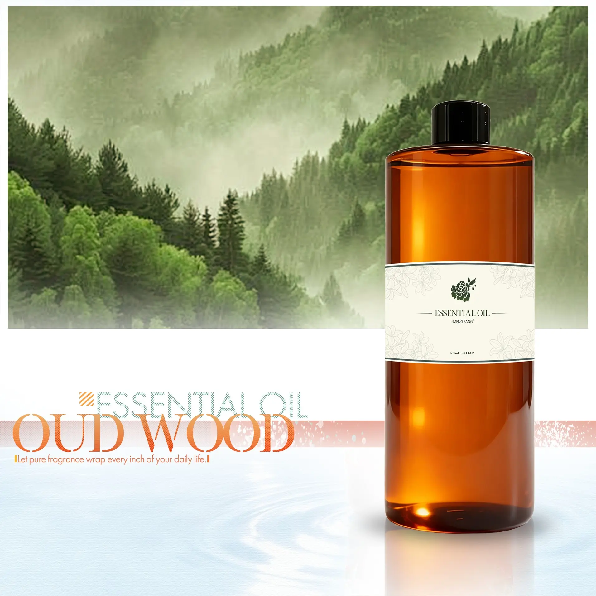 500ML 30% Oud wood Essential Oil Refill, Scented Liquid, Long-Lasting Aromatherapy Oil for Diffusers, Home Fragrance Therapy, Herbal & Humidifier Use, Diffuser Fragrance Oils
