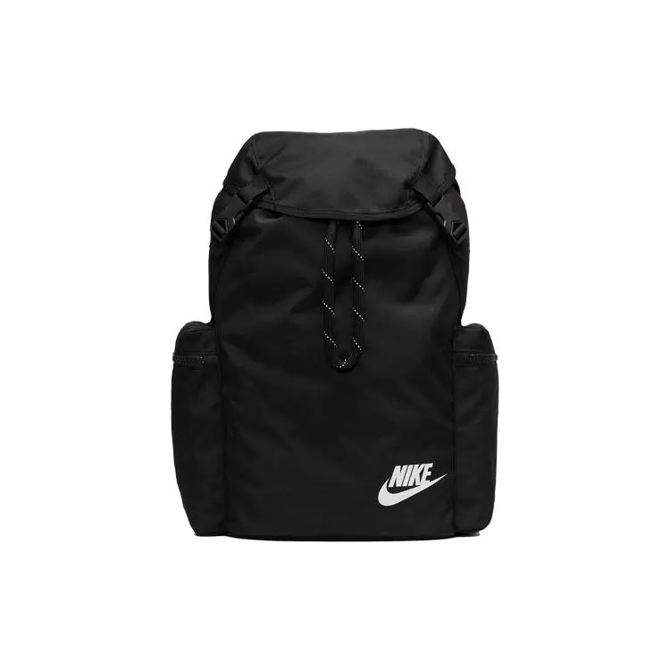 Nike Heritage Logo Drawstring Backpack – Unisex Polyester School Bag in Black