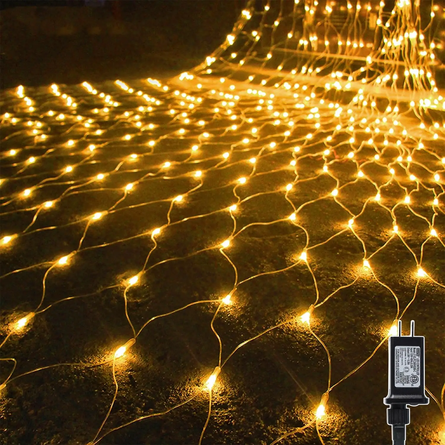 Outdoor Christmas Net Lights, 12FT x 5FT 360 LED Fairy String Light with 8 Lighting Modes, Connectable Light for Garden Tree Bushes, Holiday Wedding Party Decorations, Warm White