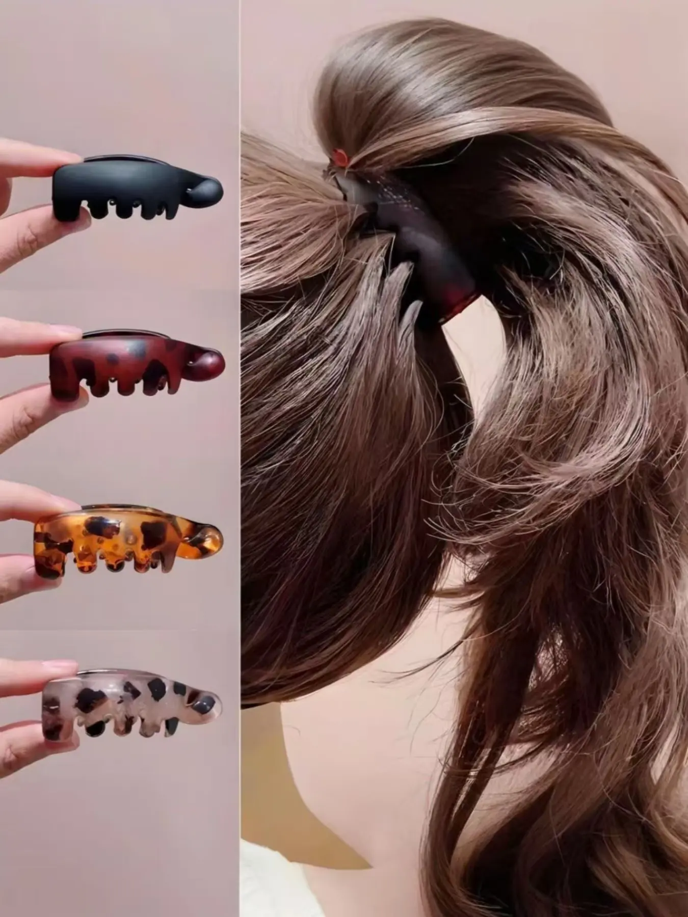 4 Pcs Women's Non-Slip Banana Hair Clips, Vintage Oval Leopard Print, Amber Color, Perfect for Ponytails, Buns, Curly Hairstyles, Beach Clips, Tropical Hair Accessories, Hair Clips for Styling