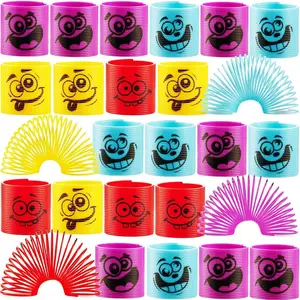 Mega Pack of 50 Coil Springs for Kids - Assorted Silly Faces and Colors, Mini Plastic Spring Toy for Party Favors, Carnival Prizes, Gift Goodie Bag Filler, Stocking Stuffersfidget toys