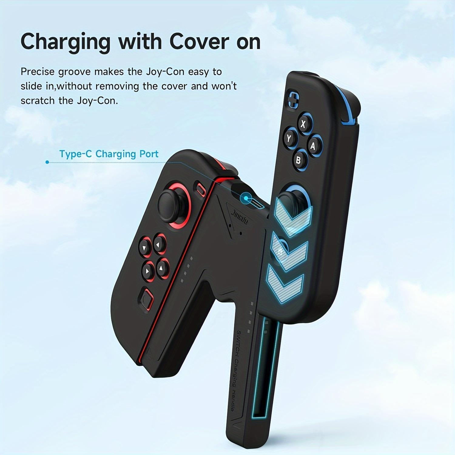 Portable Game Controller Charging Grip, 2 Counts V-shaped Joystick Design Game Controller Charging Handle, Console Accessories for Nintendo Switch Standard & OLED Edition