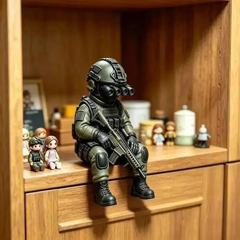 Compact Military Statue Figurine, Fully Equipped Special Forces Figure With Night Vision Gear, Unique Collectible Desk Decor, Gift For Military Fans, MinifigureLumina