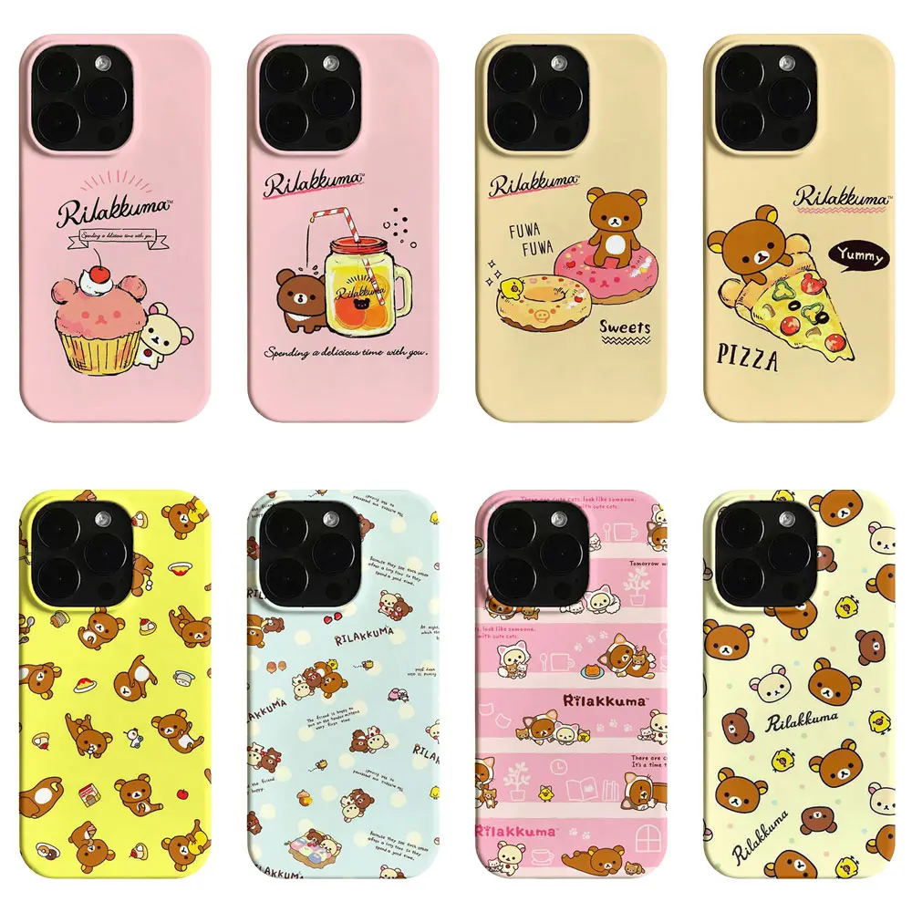 Rilakkuma San-X Phone Case | Cute Cupcake Donut Pizza Fruit Drink Sweet Dessert Kawaii Bear Art Cover For iPhone 11/12/13/14/15/16/17 Pro/Pro Max/Plus & Samsung S23/S24/S25/S26 Ultra, Anti-Drop Protective Case For Kawaii & Rilakkuma Fans, Birthday Christm