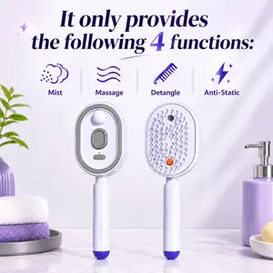 Electric Spray Air Cushion Massage Comb with Self-Cleaning, Anti-Tangle, Anti-Static, Volumizing Functions and Essential Oil Mist Aromatherapy Hair Care