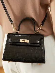 Bag 2026 spring and summer new leather bag women's bag Crossbody Handbag light luxury portable crocodile pattern Kelly bag cowhide bag