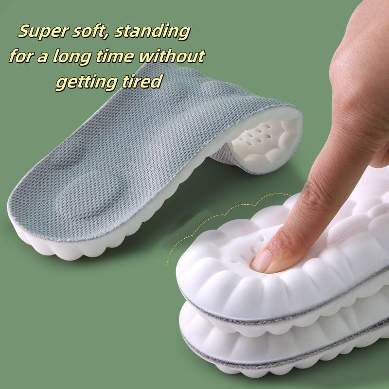 Women's Men's Insoles, Shock Absorbing Insoles, Men's Women's Cloud Sole, Men's 4D Cloud Sole, Anti-Fatigue, Shock Absorption, Foot Pain Relief, Grey