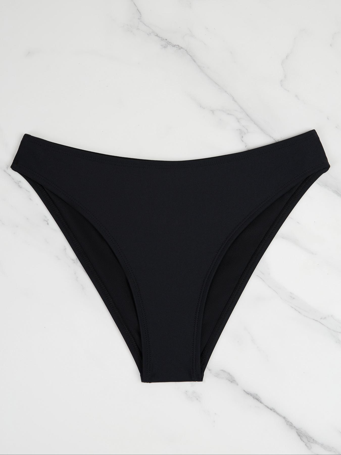 Three-Piece Set Women's Sexy Chic Plain Halter Bikinis Set, Tie Back Triangle Bikini Top & High Cut Bikini Panty & Tie Side Swim Bottom, Summer Swimsuit Sets, Swimsuit Style Bikini, Bathing Suits Women