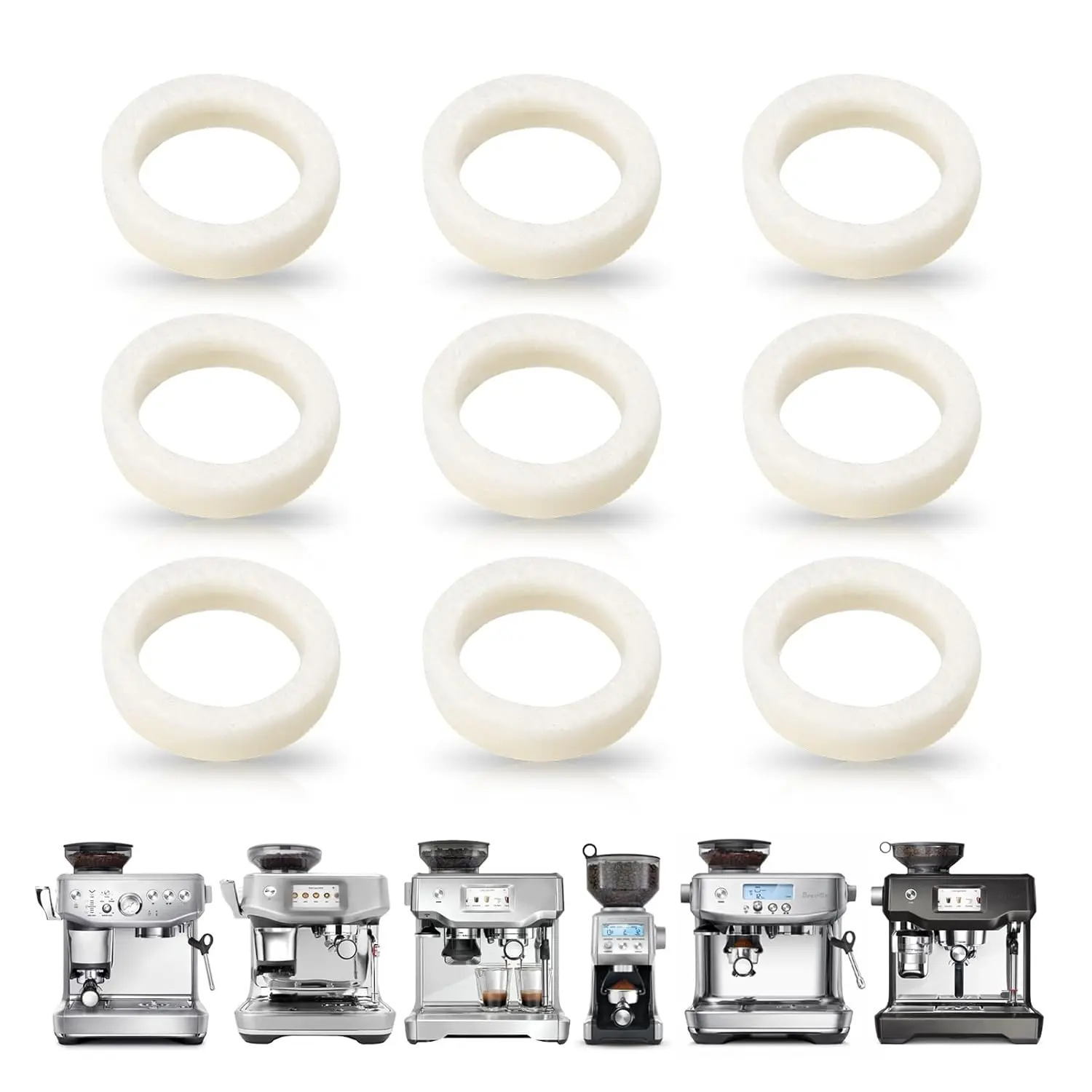 9 Pcs Felt Washer Replacement for Breville Espresso Machine Grinders, Burr Washer Part Compatible with BES870, BES878, BES880, BES980, BES990, BCG600, BCG820, Wool Ring Espresso Machines Accessories