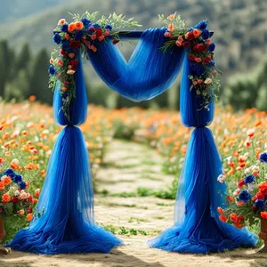 2pcs Deep Blue Mesh Wedding Background Arch Decor, Polyester Arch Decoration, 75x80cm, Outdoor Events, Reusable, Hand Wash Only