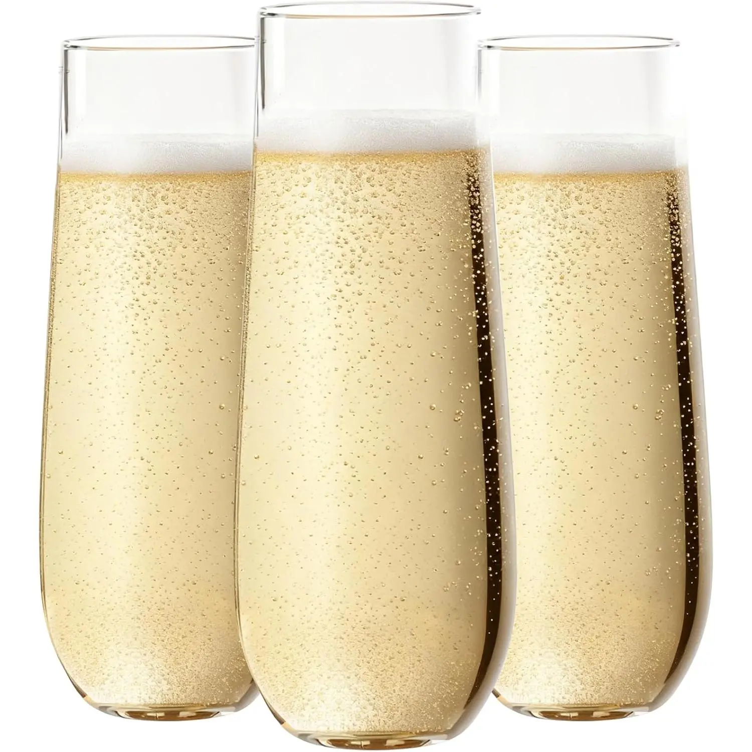 24 Pack Plastic Champagne Flutes - 9 Oz Disposable Champagne Glasses - Stemless Mimosa Glass for Parties & Weddings & Birthdays