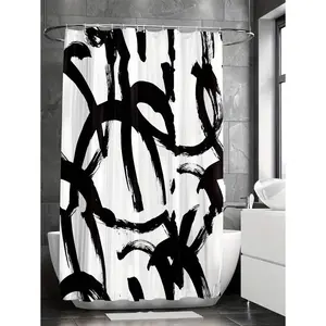 Modern Artistic String Shower Curtain Waterproof Fabric Bathroom Divider Anti-Mold Wet & Dry Separation Shower Screen Home Bathroom Decor Fall Decor Bathroom Accessories Back To School