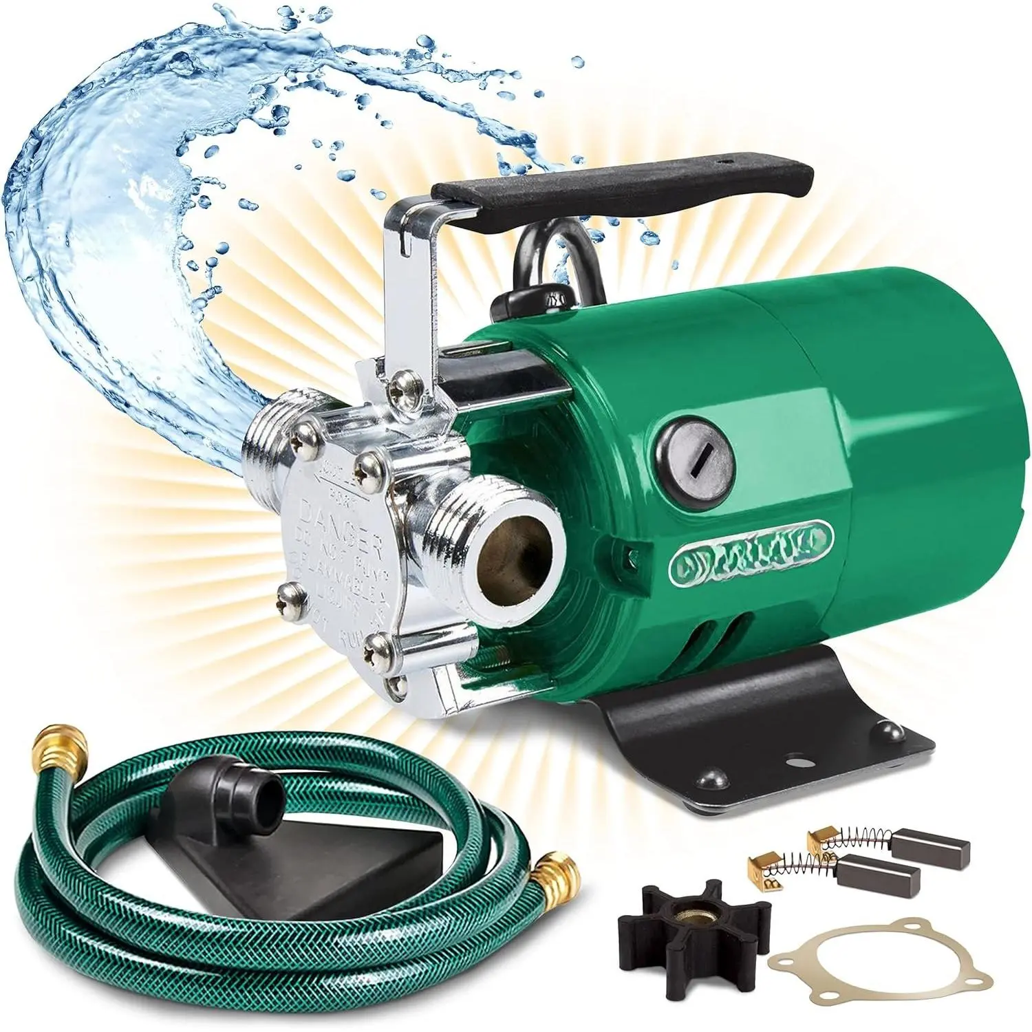 Water Transfer Pump, 115V 330 Gallon Per Hour - Portable Electric Pump with 6' Hose Kit, Remove Water From Pools, Rain Barrel, Aquariums