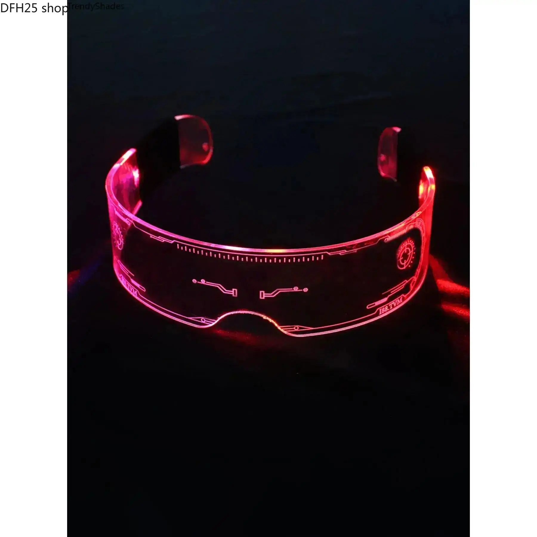 Y2K Glow In The Dark LED Sunglasses for Men Women, Luminous Punk Style Eyewear for Party Festival Music Rave Night Club Fashion Tech Accessory