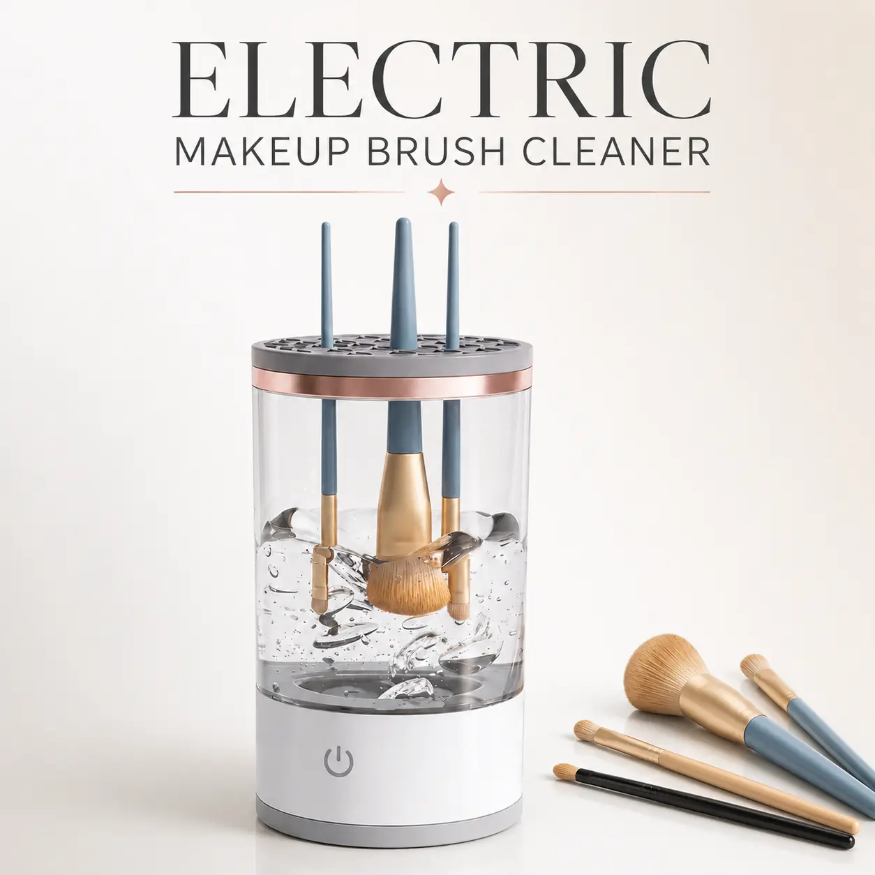 Electric Makeup Brush Cleaner, USB Charging Automatic Makeup Brush Washer with Universal Silicone Cap, Cosmetic Cleaning Tool for Women