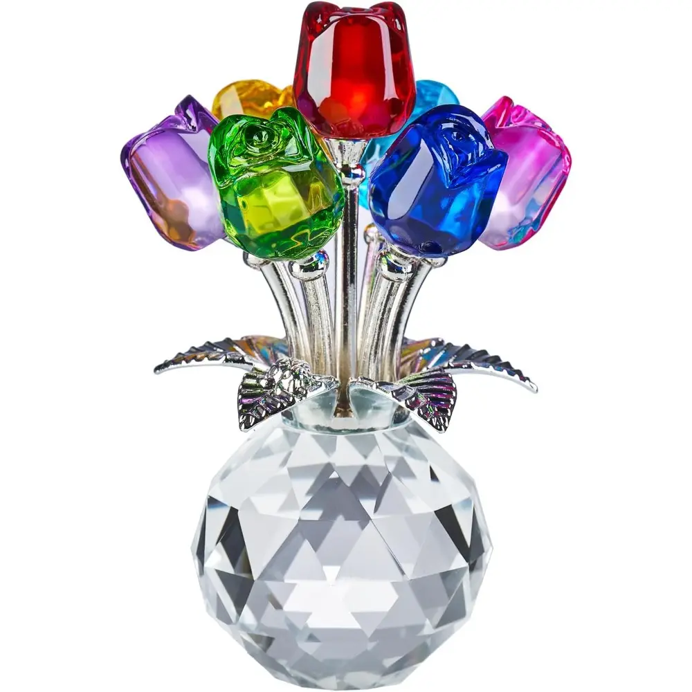 1pc Crystal Rose Figurine, Crystal Flower Gift for Mom Wife Grandma Daughter Her Girlfriend, Glass Rose Gift for Birthday, Wedding Party Collectible Figurines, Women Gift on Valentine's Day, Mother's Day, Christmas, Birthday, Anniversary, Home Decor