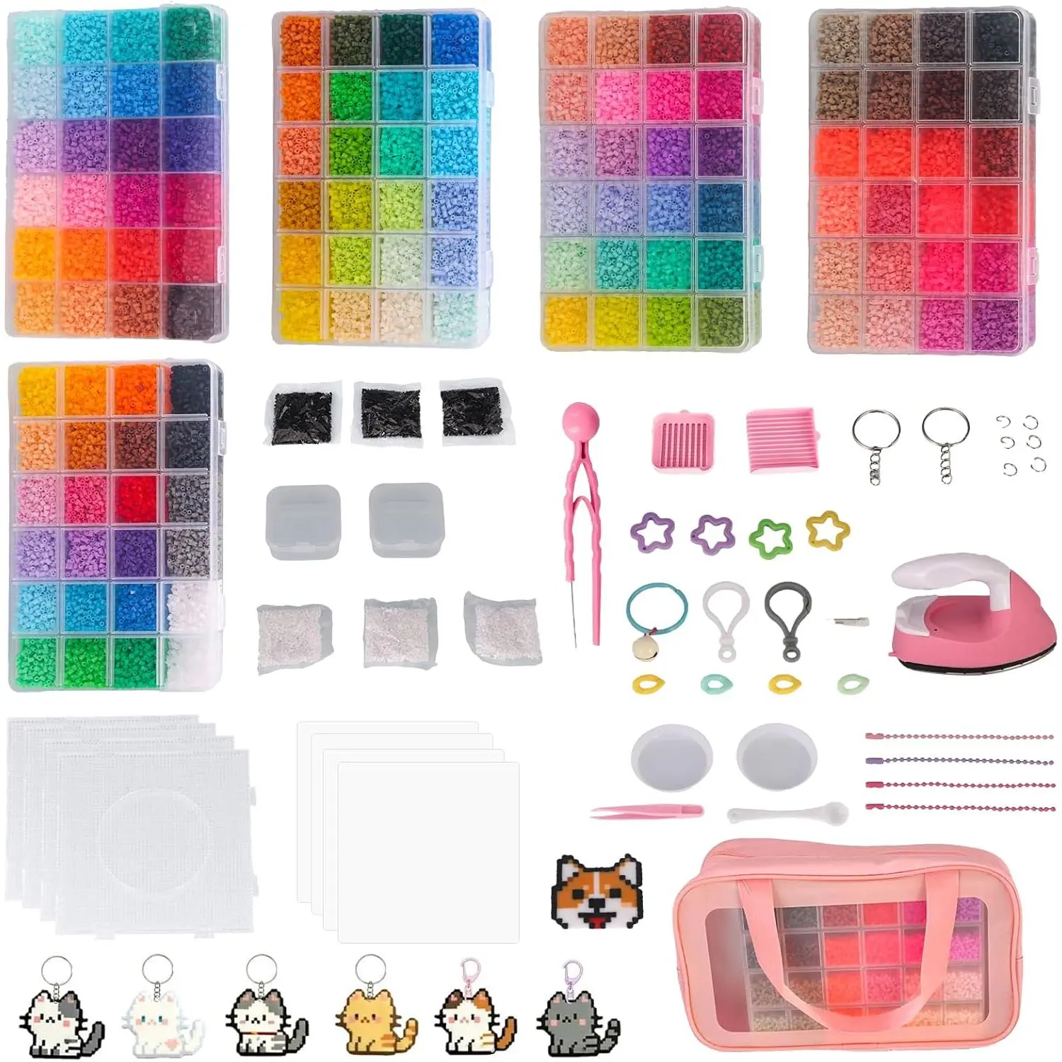 120 Colors 62000 2.6mm Fuse Beads Kit, Easy DIY with Built-in Iron, DIY Crafts Supplies for Artists, Ideal Gift for Pixel Art and Room Art Decorations, Jewelry Making, Adults, 200+ Design Ideas, 2.6Mm Beads, Beads Making, Craft With Confidence