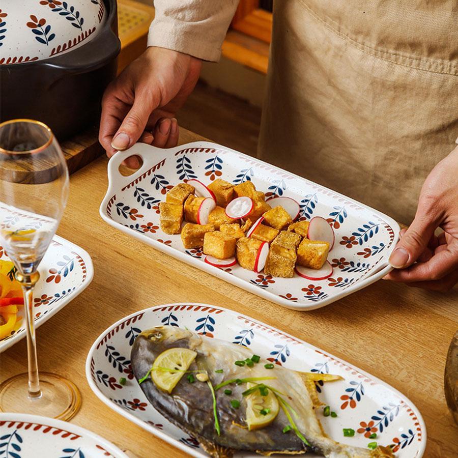 Strawberry Pattern Ceramic Plate, Cute Strawberry Pattern Baking Plate, Household Dinner Plate, Fruit Plate, Kitchenware