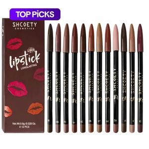 12 color lip pencil matte lip liner pencil smooth color silk lipstick pen durable pigment lip makeup cosmetics, valentine's day gift, moisturize makeup products, lip stain, lip crayon, lipliner, moisturizing, waterproof lip liner set