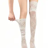 【Black Friday】Women’s Sexy Floral Lace Thigh-High Stockings, Breathable Nylon Mesh Over-the-Knee Hosiery, Available in 1, 3, 6, or 9 Pairs