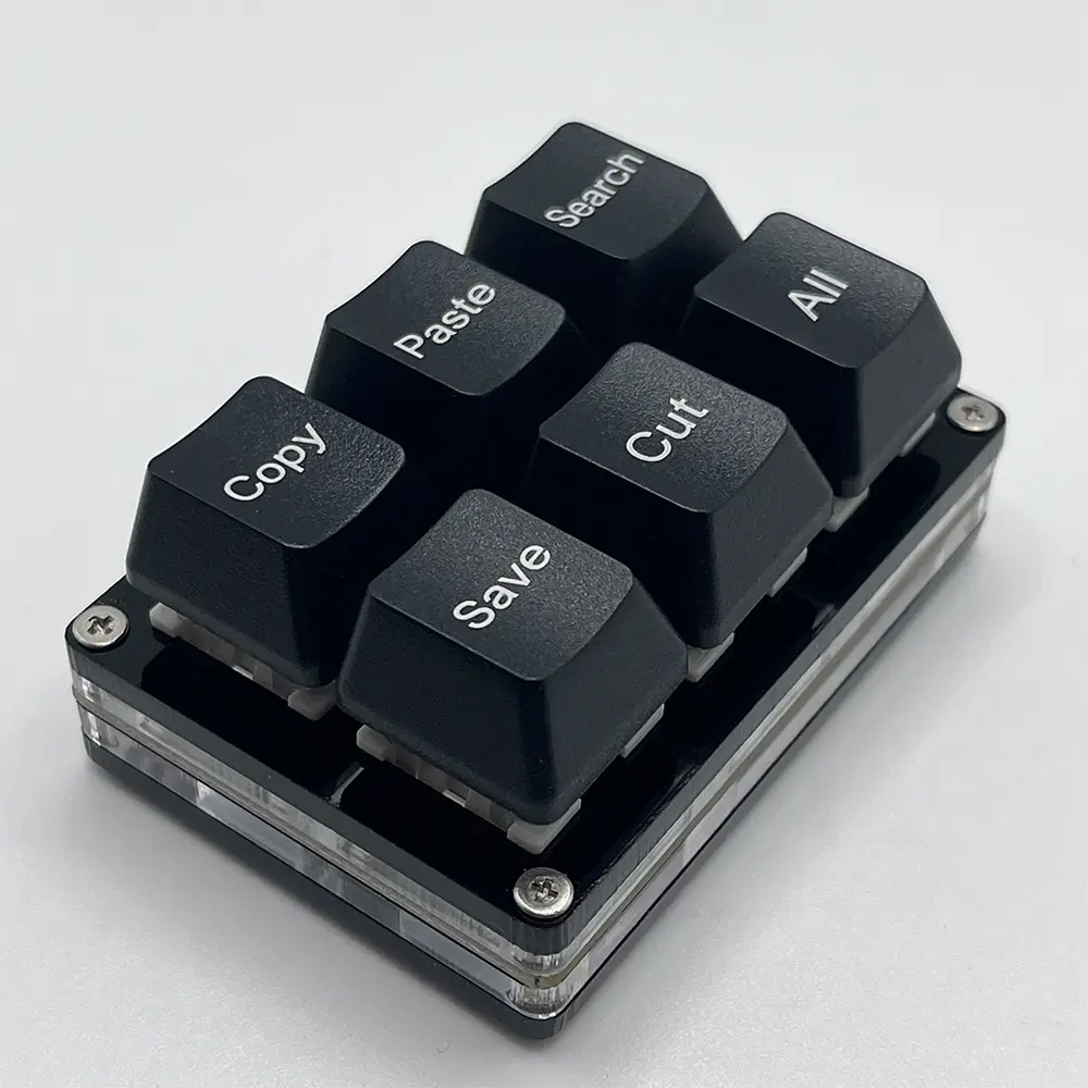 6-Key Programmable Mechanical Macro Keyboard - Ultra-Small Mini KB with USB-C Plug, 1-Handed OSU Keypad for Gamers/Workers with Copy, Paste, Search, Save, Cut Shortcuts