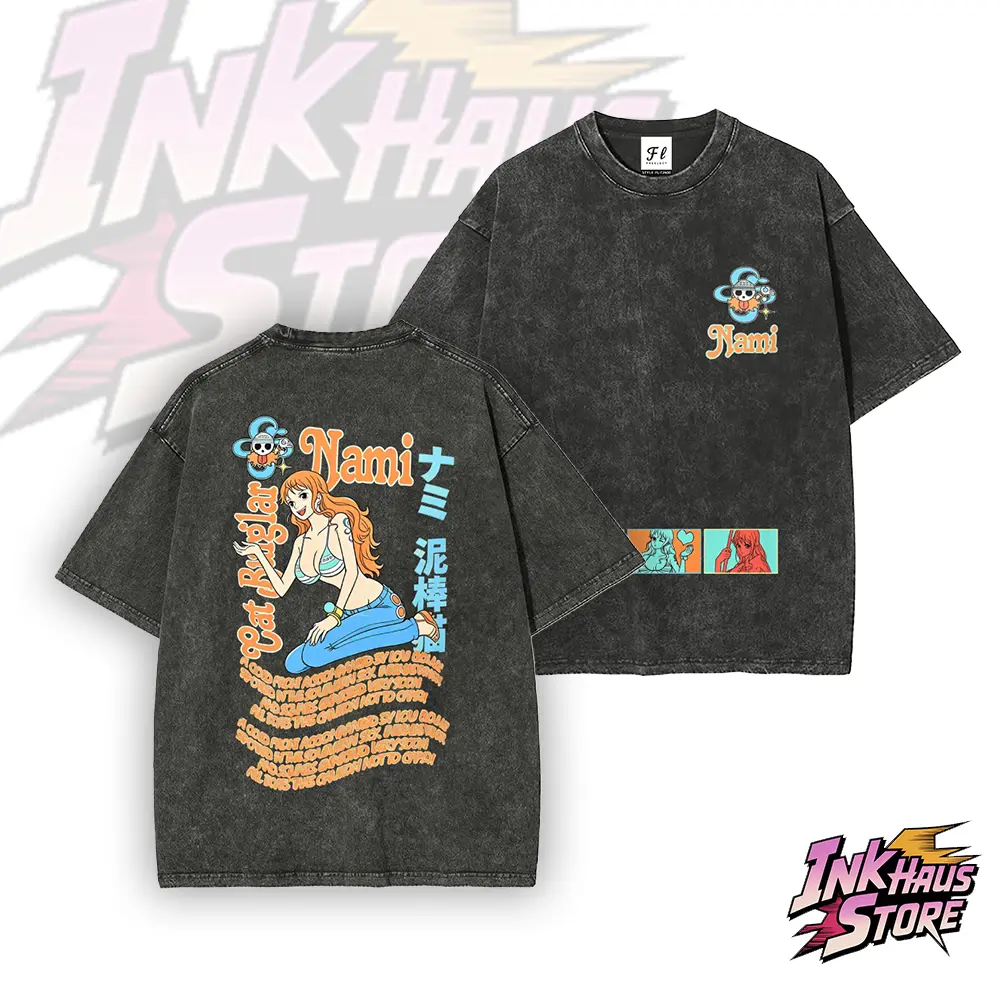 OP Nami Cute Anime Front Print Short Sleeve Shirt