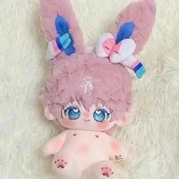 Original No attributes Sylveon Pink Rabbit 20cm Plush Doll Stuffed Dress Up Cospslay Anime Toy Figure Xmas Gifts WEN
