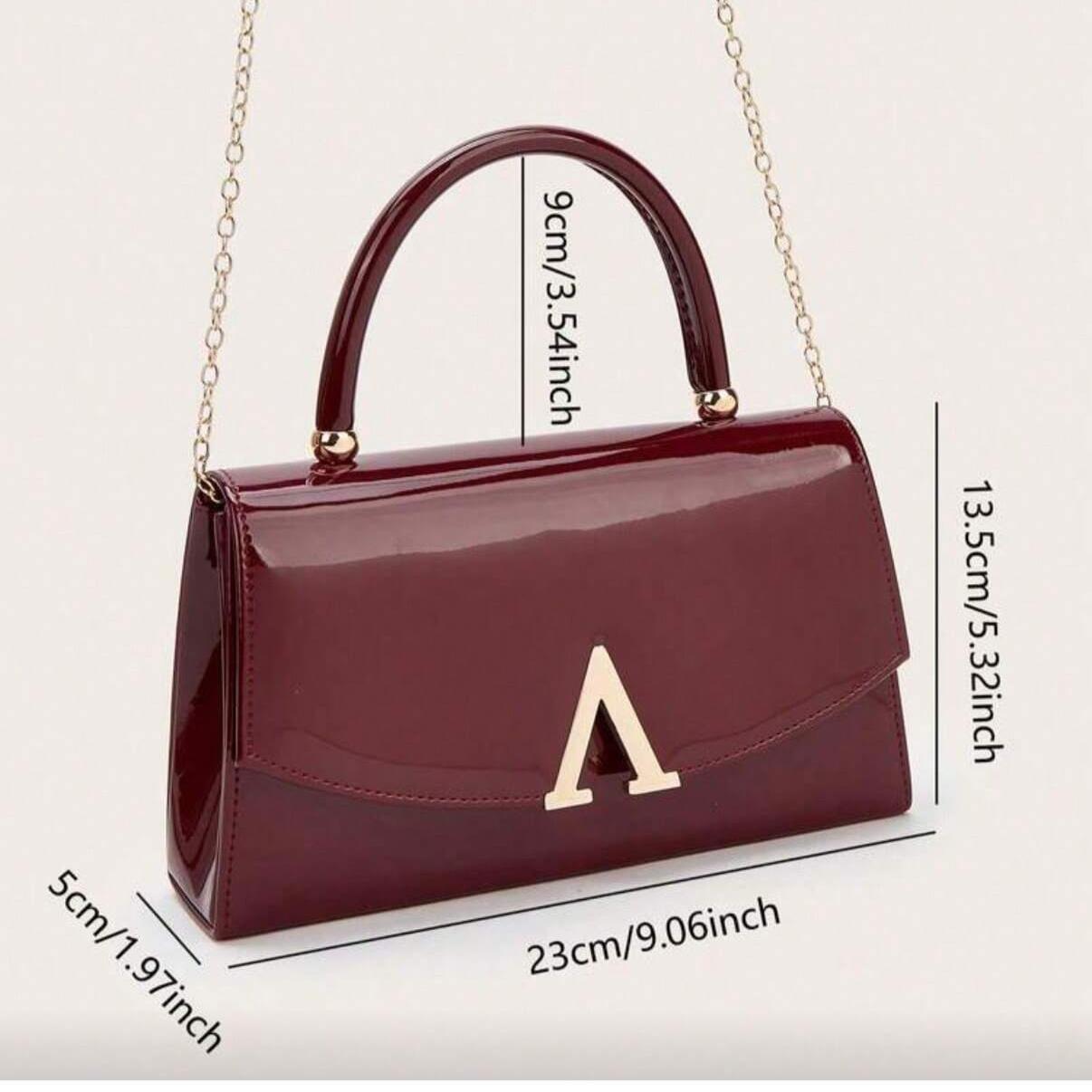 Stylish Luxury Solid Color Patent Clutch Woman Wallet PU Portable On Purse Handbag Crossbody Bag with chain for Office, College, Work, Business, Commute, Outdoor