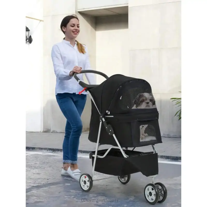 Dog Stroller, 3 Wheels Pet Cat Jogger Stroller, Folding Carrier Waterproof Puppy Stroller With Cup Holder & Removable Liner, Dog Strollers For Small Dogs, For Small And Medium PetsCC43PanNestSupply