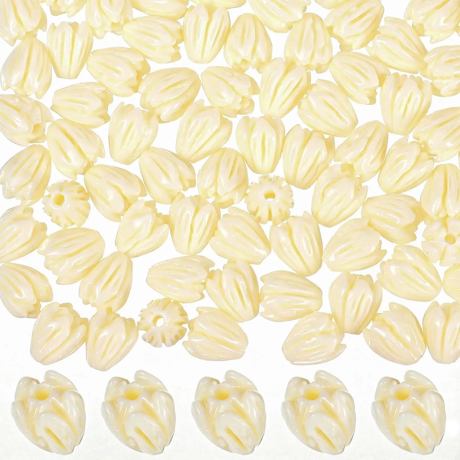 100 count  Pikake Flower Beads, Flower Beads for  Making,  White Floral Bead for Crafts Necklace Bracelet Rosaries Wedding Decors