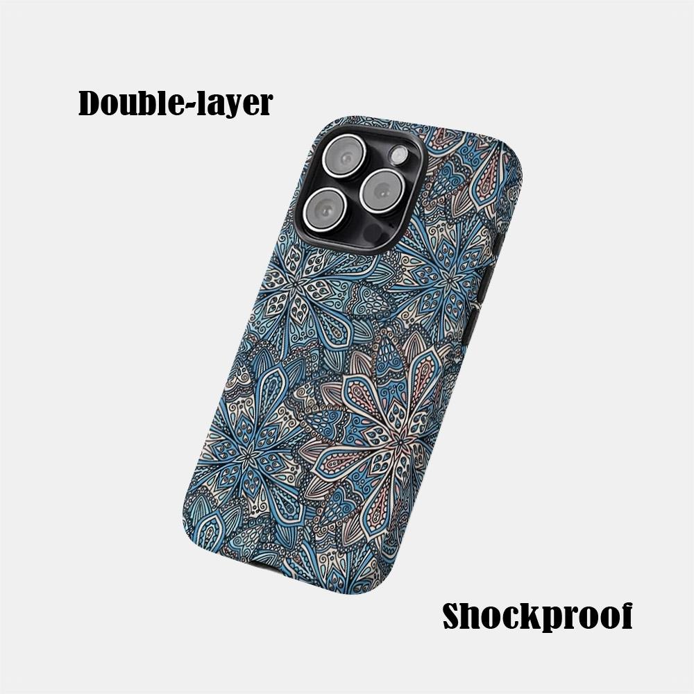 Blue pattern Compatible with iPhone 16 Pro Max 15 Plus 14 13 12 11 XS XR Phone Case Hard Shell Rugged Phone Case Anti-scratch Shockproof Frosted Protective Cover Waterproof Outer Layer Durable Shell