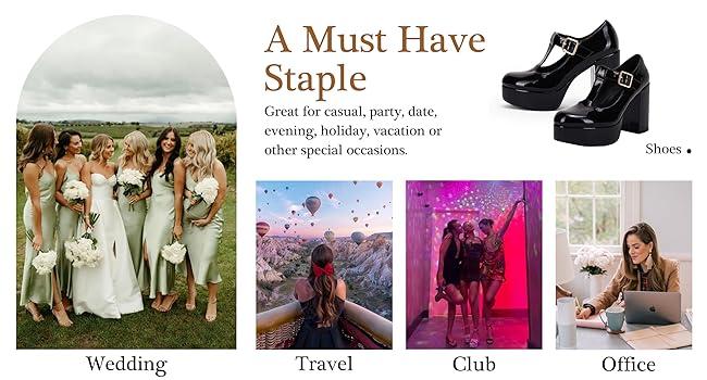 Coutgo Womens' T-Strap Round Toe Chunky Platform Heels Patent Mary Jane Dress Shoes