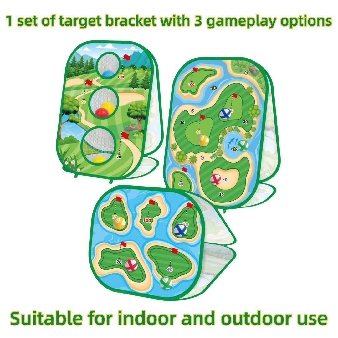 2-in-1 Golf Toy, 1 Set Indoor & Outdoor Golf Toy, Parent-child Interactive Game, Sports Toy for Kids, Birthday Gift for Boys & Girls