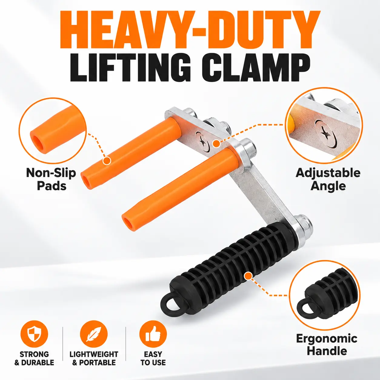 Multifunctional 2PCS Heavy-Duty Board Lifting Clamps, High-Strength Alloy Steel Panel Carrier Tools with Adjustable Angle, Secure Non-Slip Holding Pads & Comfortable Grip Handles, Practical Material Handling Accessories for Drywall Installation, Tile Tran