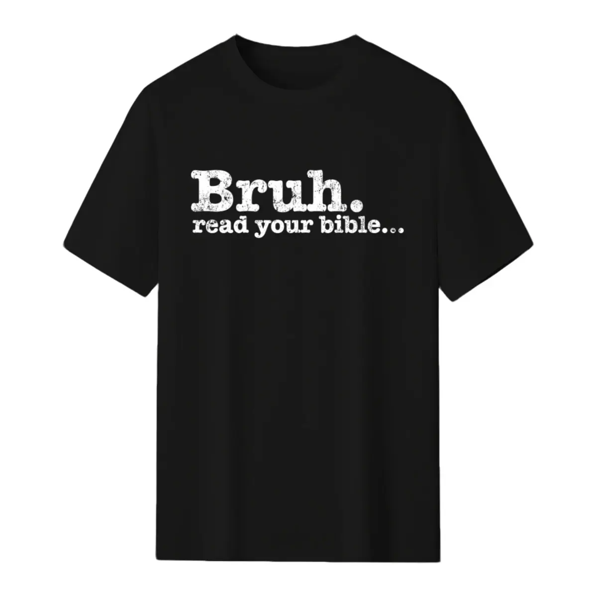 Unisex Cotton Short-Sleeve Christian Religious Faith T-Shirt - Cute "Bruh Read Your Bible" Meme Graphic Top, Men's 1-Piece Casual Tshirt