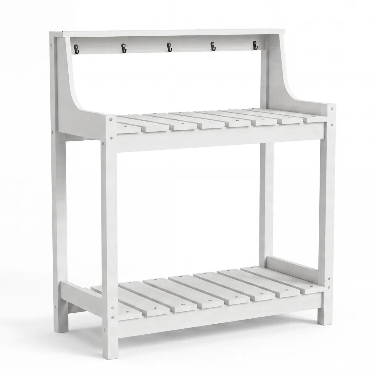 Potting Benches for Outside, HDPE Garden Potting Table All Weather, Outdoor Potting Table with Storage for Patio, Backyard, Garden, White