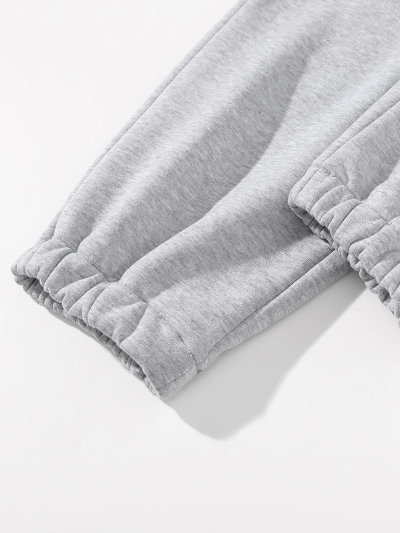 Men's Solid Thermal Lined Drawstring Waist Jogger Pants, Casual Comfy Regular Fit Trousers for Fall & Winter, Men's Bottoms for Daily Wear, Casual Sports Trousers