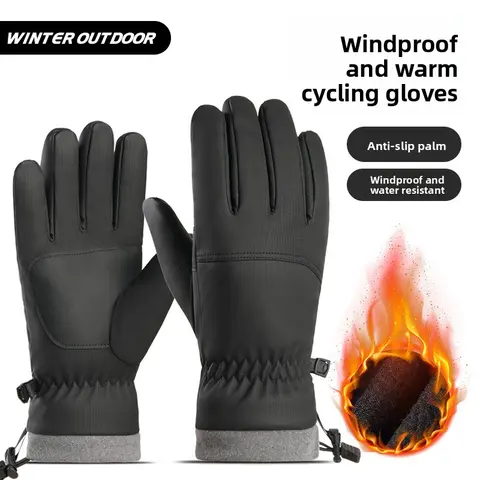 Unisex Windproof Sports Gloves for Adults - Winter Warm, Touch Screen Compatible, Fleece, Waterproof, Non-Slip for Outdoor Riding, Mountaineering