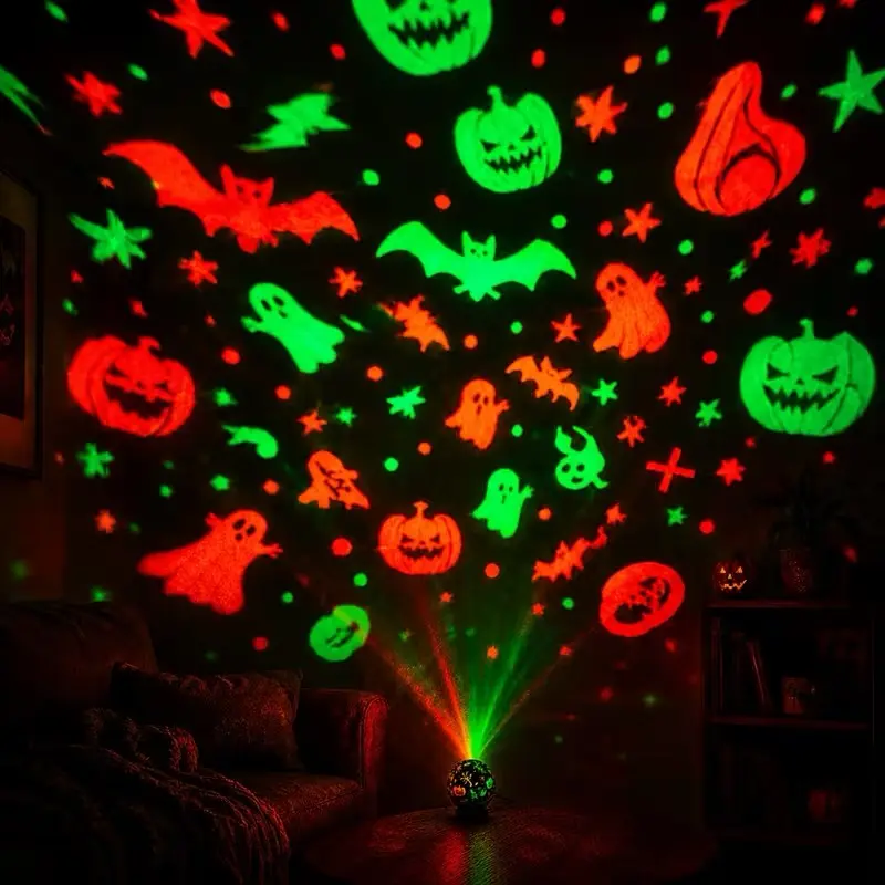 Halloween Projector Light, Pumpkin Skull Ghost Pattern, USB Powered, Party Atmosphere Decorative Lamp, Festival Home Setup