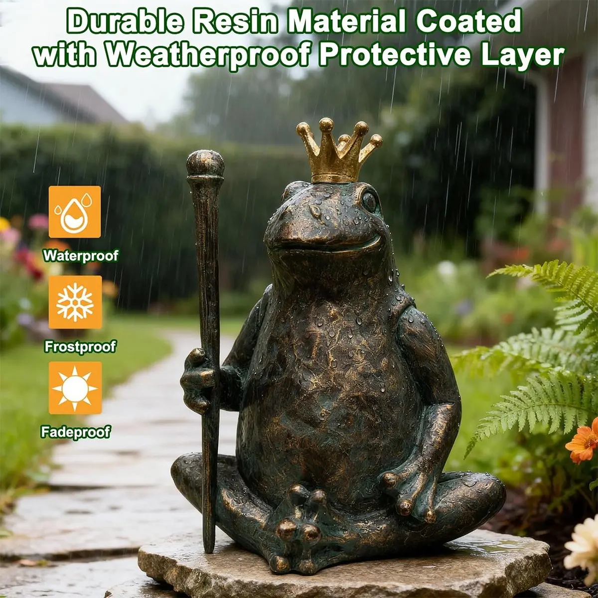 Zen Meditation Frog Prince Garden Statue, Home Courtyard Desktop Decor, Healing Gift, Buddha Sitting Frog Ornament, Indoor Outdoor Decoration
