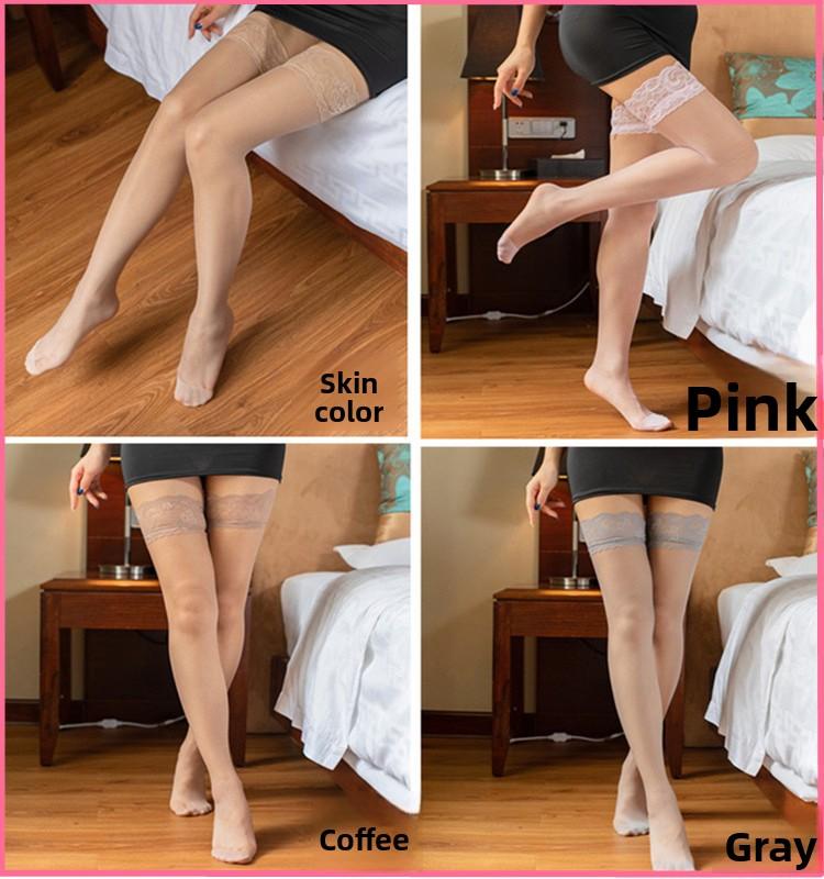 Summer non-slip lace silicone long socks, ultra-thin over-the-knee stockings, thigh-high black invisible socks wholesale