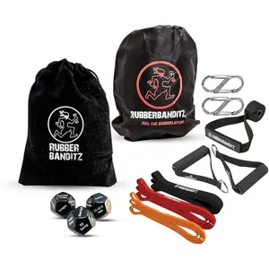Fitness Dice and Resistance Band Kit: Fun Workouts for All Ages, Full-Body Exercise Sets, Mobility, Stretching, and Powerlifting – Ideal for Crossfit, Home Workouts, Gyms, and Travel Fit